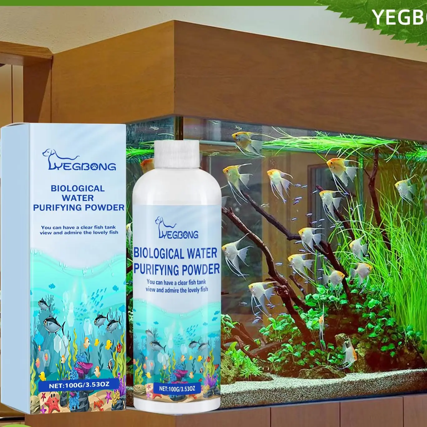 Planted Aquarium Algae Control - ผงควบคุมสาหร่ายในตู้ปลาทางชีวภาพ - น้ําใสอย่างรวดเร็วสําหรับถังปลาปลอดภัยสําหรับปลาเขตร้อน เต่า และพืช |