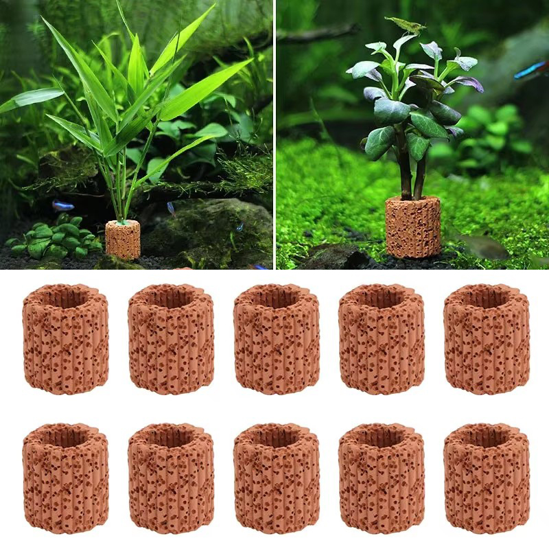 Aquarium Plant Utensils - พืชน้ําแหวนคงที่สําหรับพิพิธภัณฑ์สัตว์น้ําภูมิทัศน์เซรามิคน้ําหม้อแหวนเครื่องมือตกแต่งอุปกรณ์เสริมถังปลา