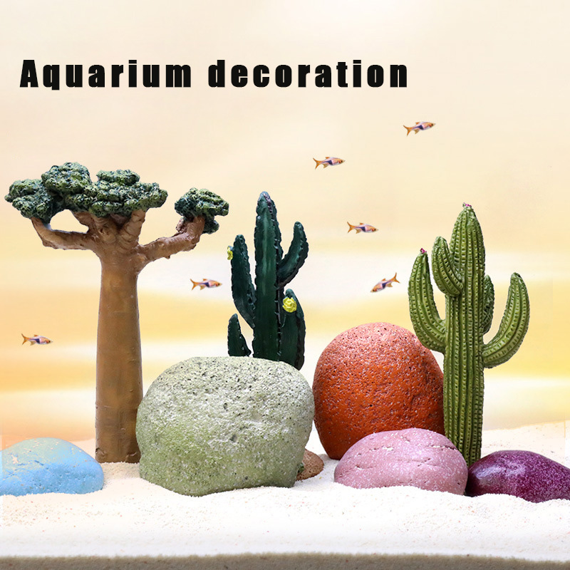 Planted Aquarium Models - ของตกแต่งตู้ปลา โมเดลต้นกระบองเพชร ของตกแต่งฉาก DIY ต้นไม้ผลไม้จิ๋ว สวนทะเลทราย