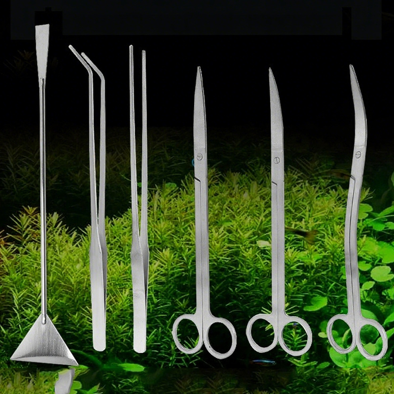 Aquarium Plant Utensils - กรรไกรตัดแต่งต้นไม้น้ำ อุปกรณ์ตู้ปลา กรรไกรตัดแต่งกิ่งไม้น้ำ สแตนเลส อุปกรณ์ทำความสะอาด ที่จับอุปกรณ์ตู้ปลา