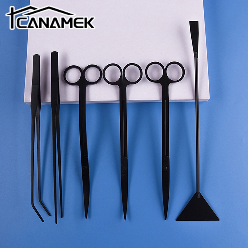 Aquarium Plant Utensils - ชุดเครื่องมือตู้ปลาตู้ปลาทำจากสแตนเลส4/5/6ชิ้นแหนบแหนบยาวกรรไกรไม้พายสำหรับผู้เริ่มต้นปลา