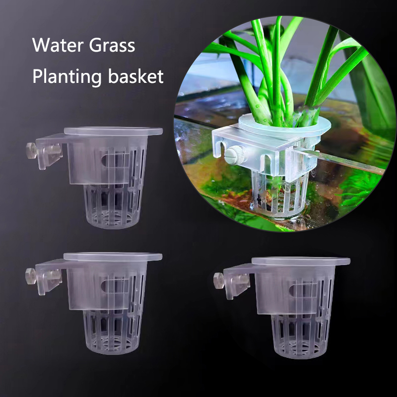 Aquarium Plant Holder - ตะกร้าปลูกตู้ปลาแบบไฮโดรโปนิกส์ถังปลาแบบแขวนได้ถ้วยน้ำหญ้าที่ตั้งต้นไม้แขวนผนังตู้ปลาแบบใหม่